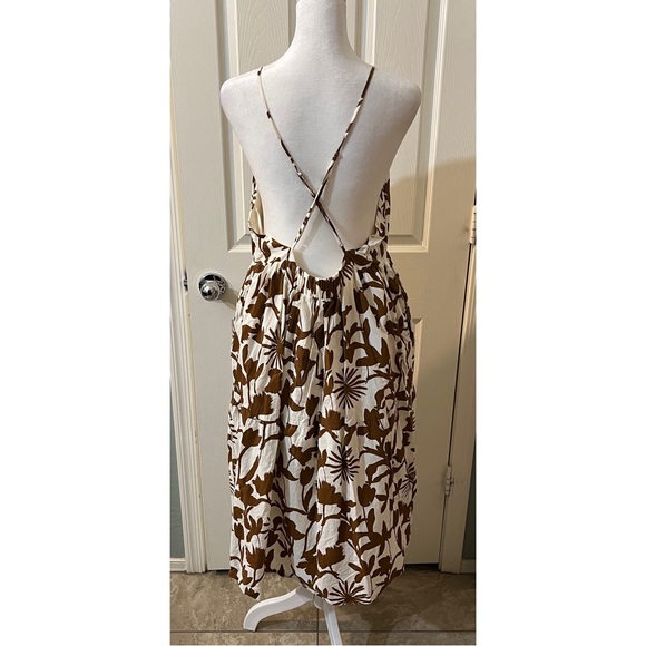 LUSH Floral Dress Halter Strappy Sleeveless Knee Length Elastic Waist Large - Picture 5 of 6